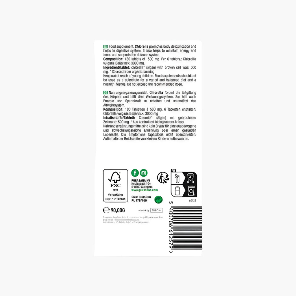 Chlorella Tablets (180) - purasana - B. Health Shop