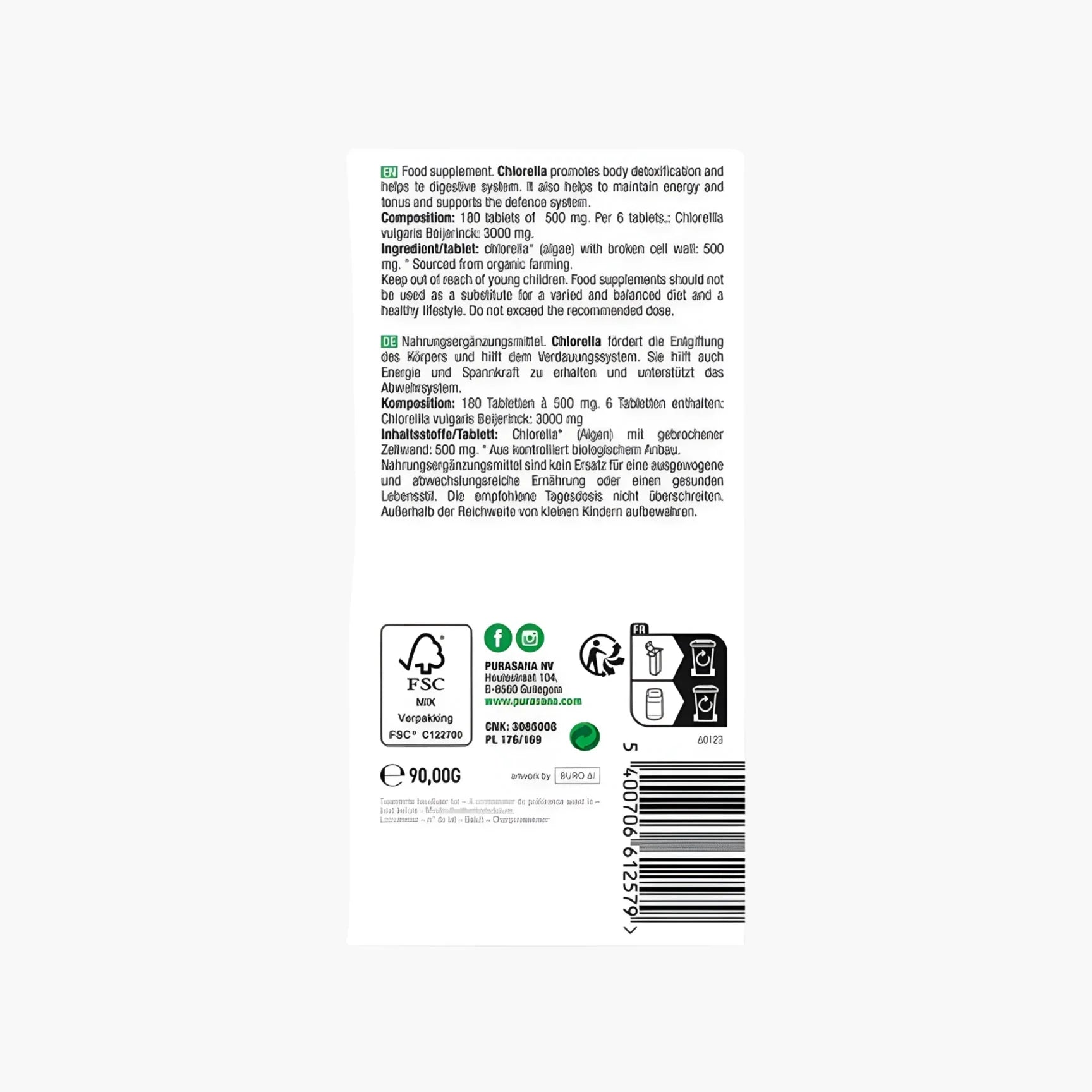 Chlorella Tablets (180) - purasana - B. Health Shop