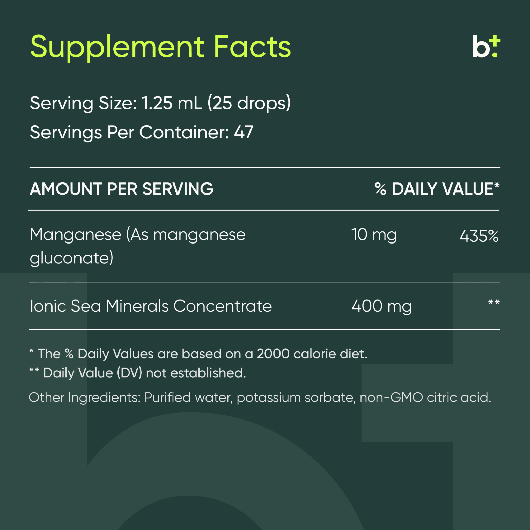 Manganese Liquid Mineral - BodyBio - B. Health Shop