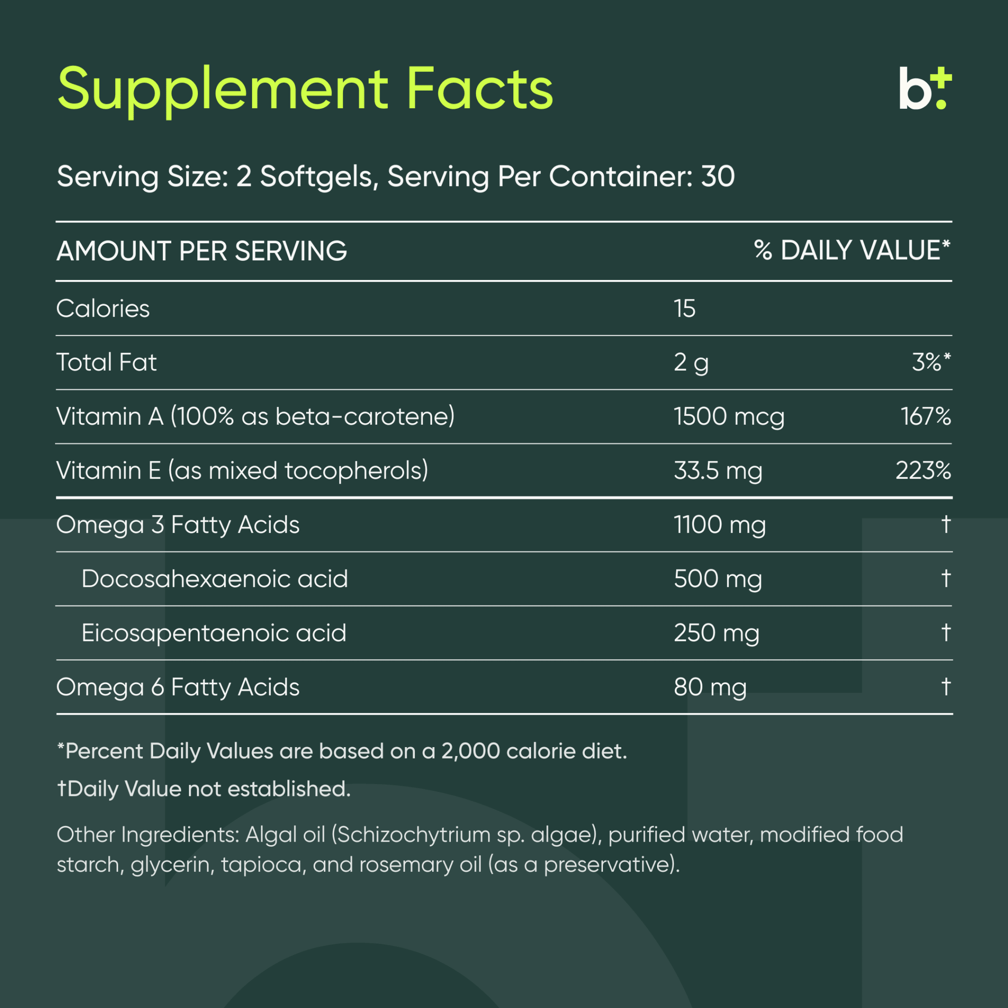 Omega 3 Algae A+E® - RnA ReSet - B. Health Shop