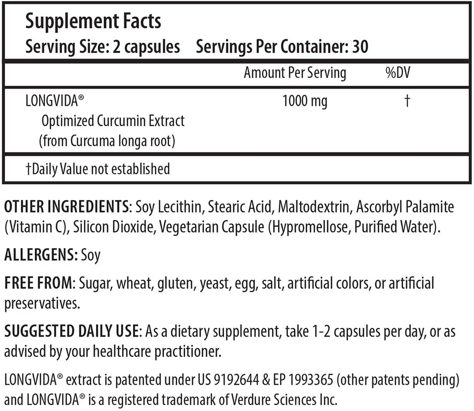 Optimized Curcumin Longvida® Capsules - ProHealth - B. Health Shop