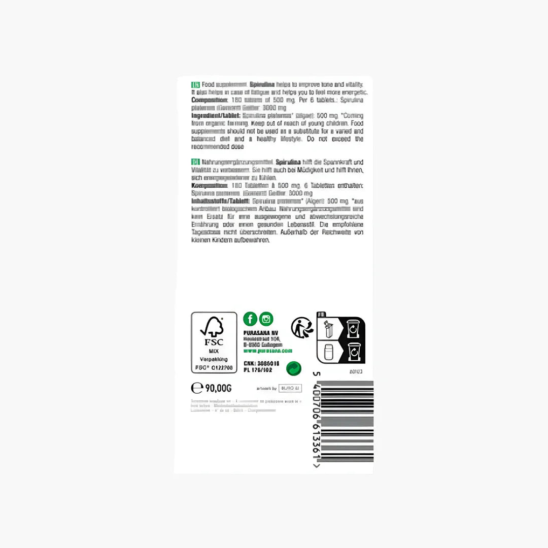 Spirulina Tablets (180) - purasana - B. Health Shop