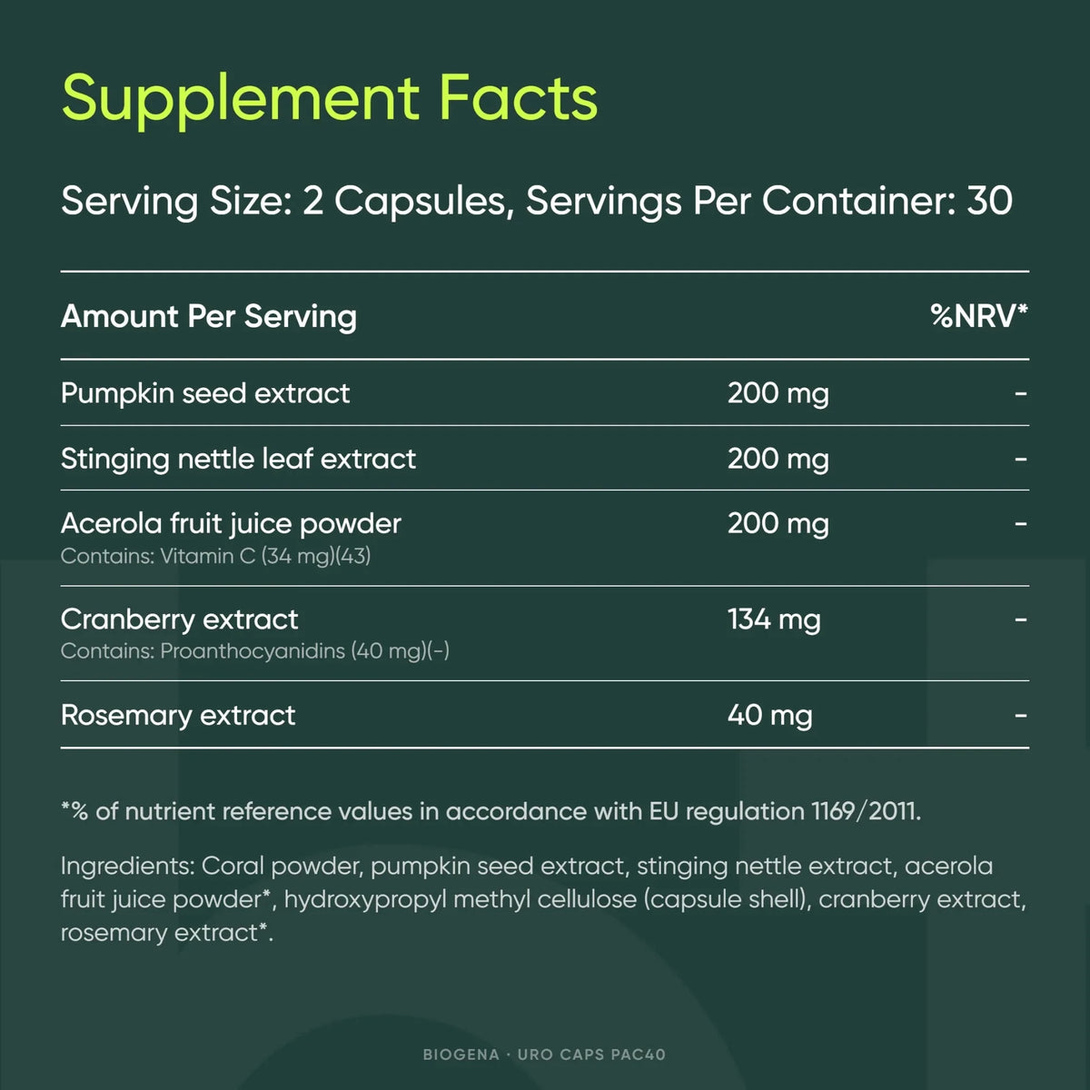 Uro Caps PAC40 - BIOGENA - B. Health Shop