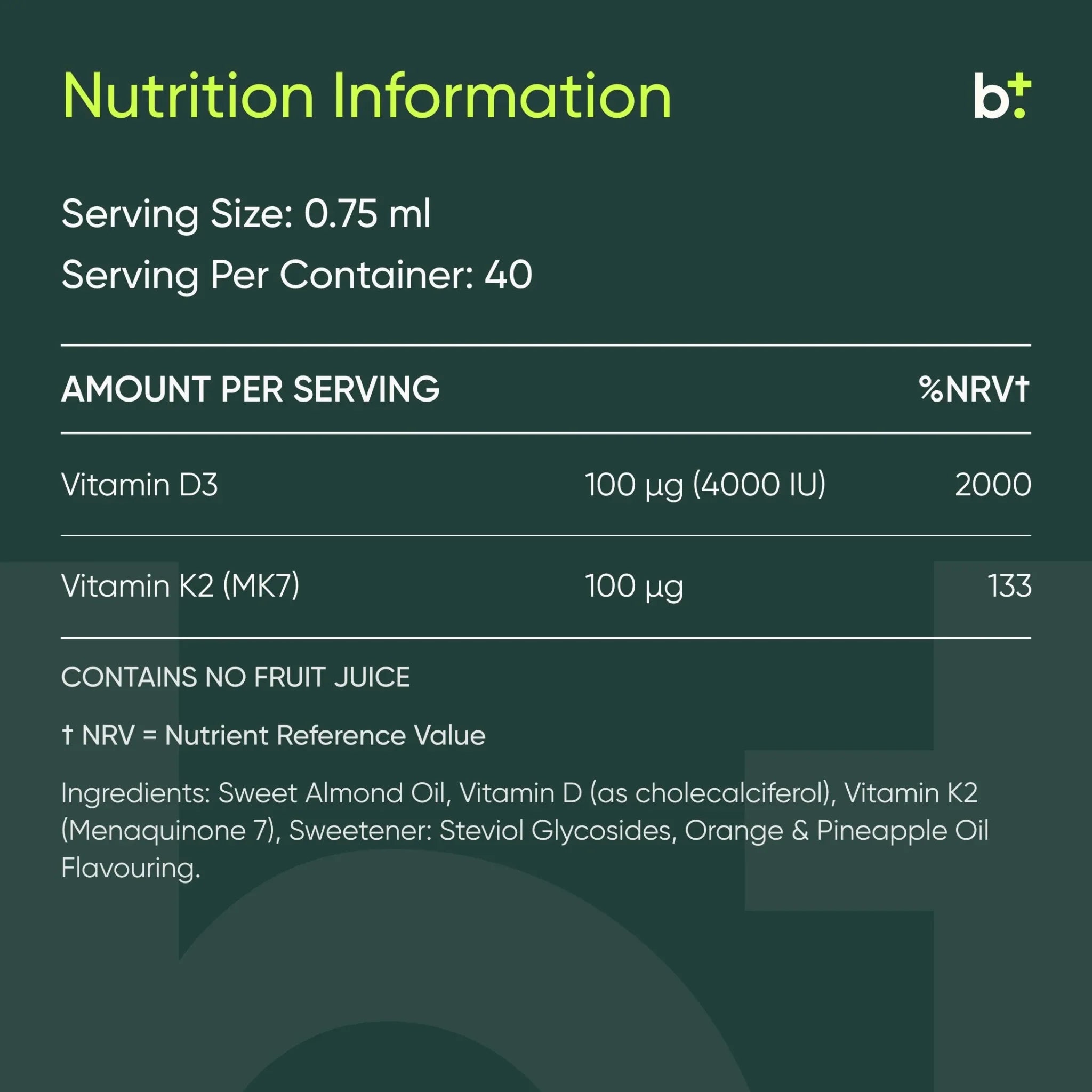 Vitamin D3 + K2 Drops - Hinnao - B. Health Shop